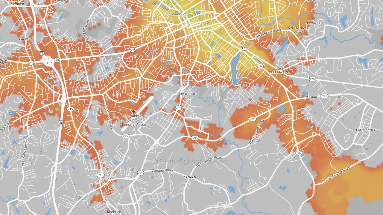 Bike Grade map of 29306, SC