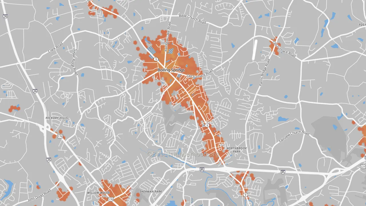 Bike Grade map of 29316, SC