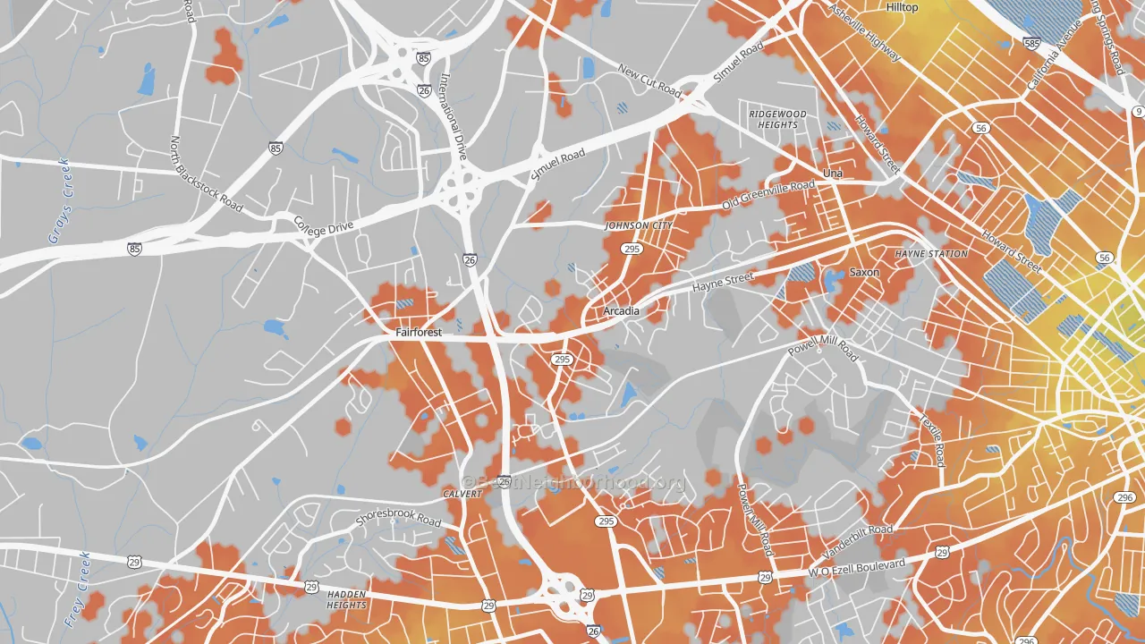Bike Grade map of 29320, SC