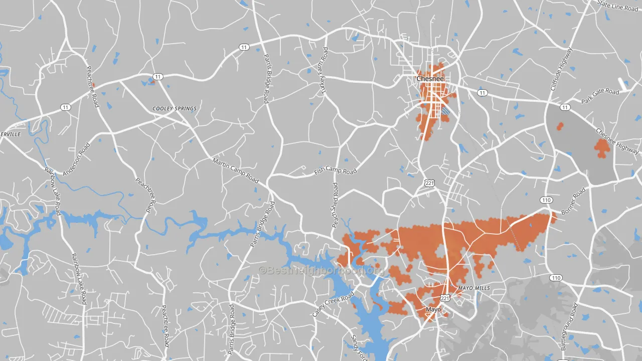 Bike Grade map of 29323, SC
