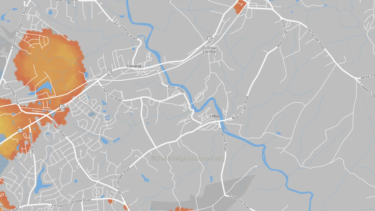 Bike Grade map of 29324, SC