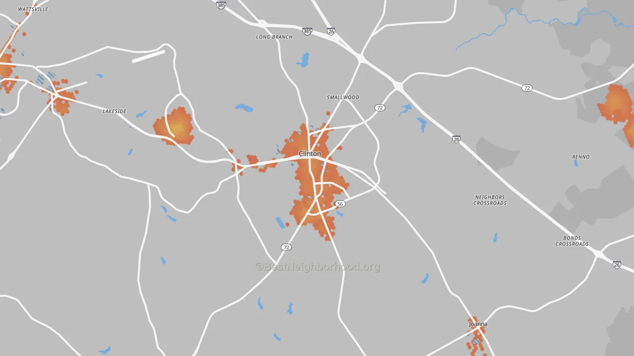 Bike Grade map of 29325, SC