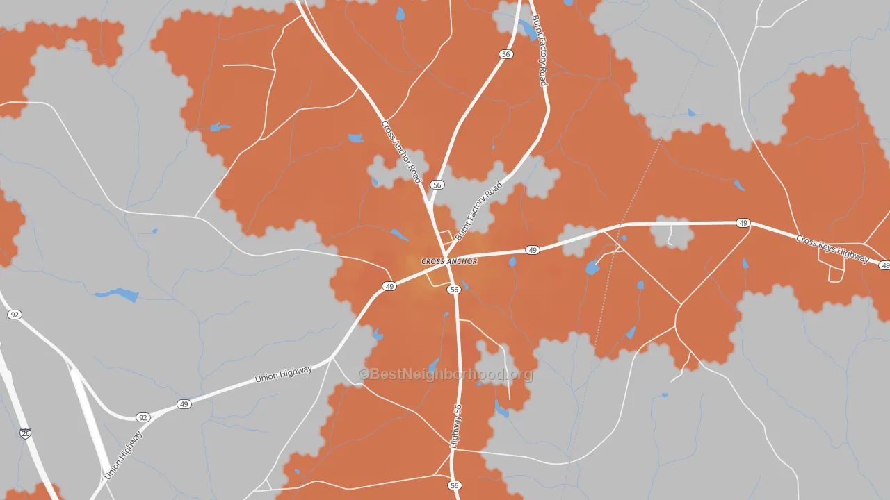 Bike Grade map of 29331, SC