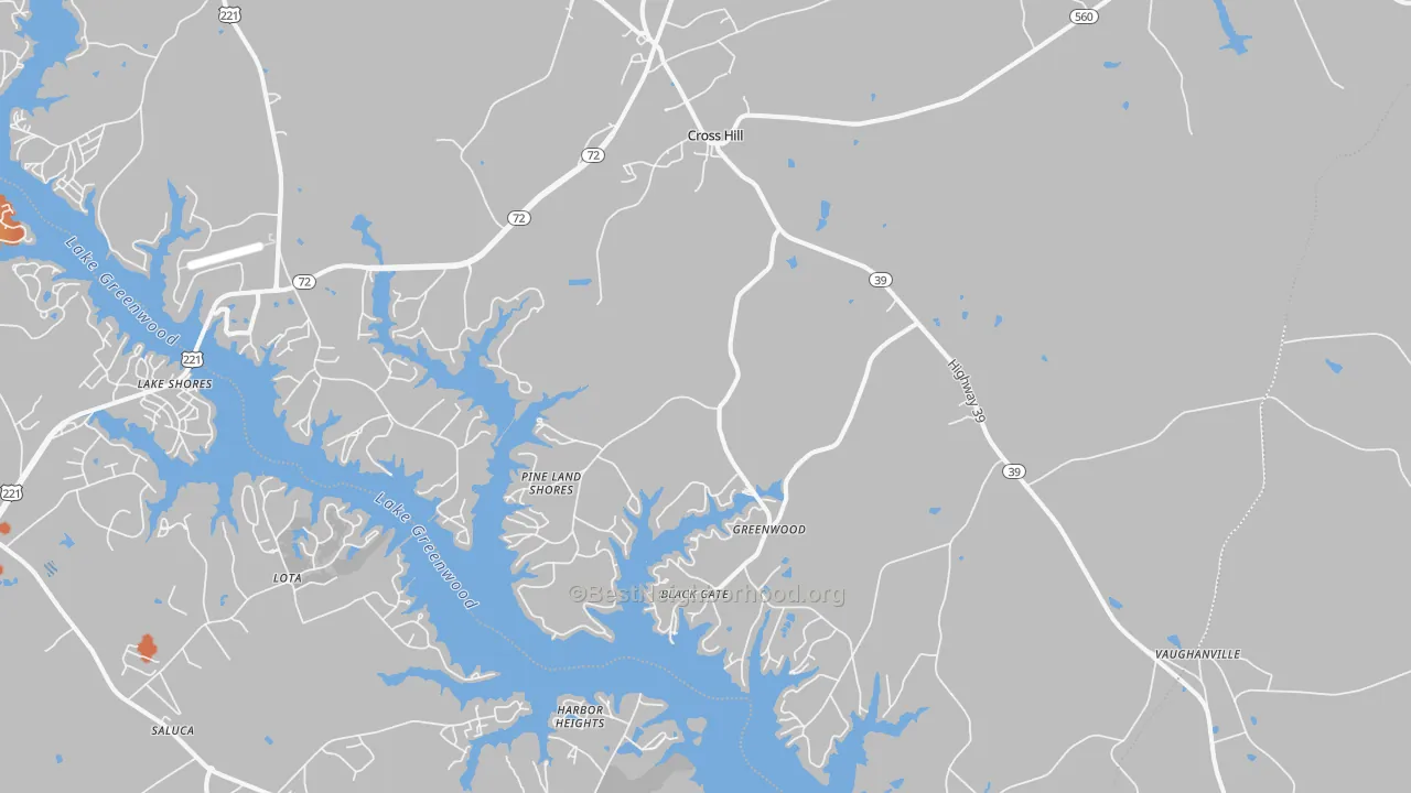 Bike Grade map of 29332, SC