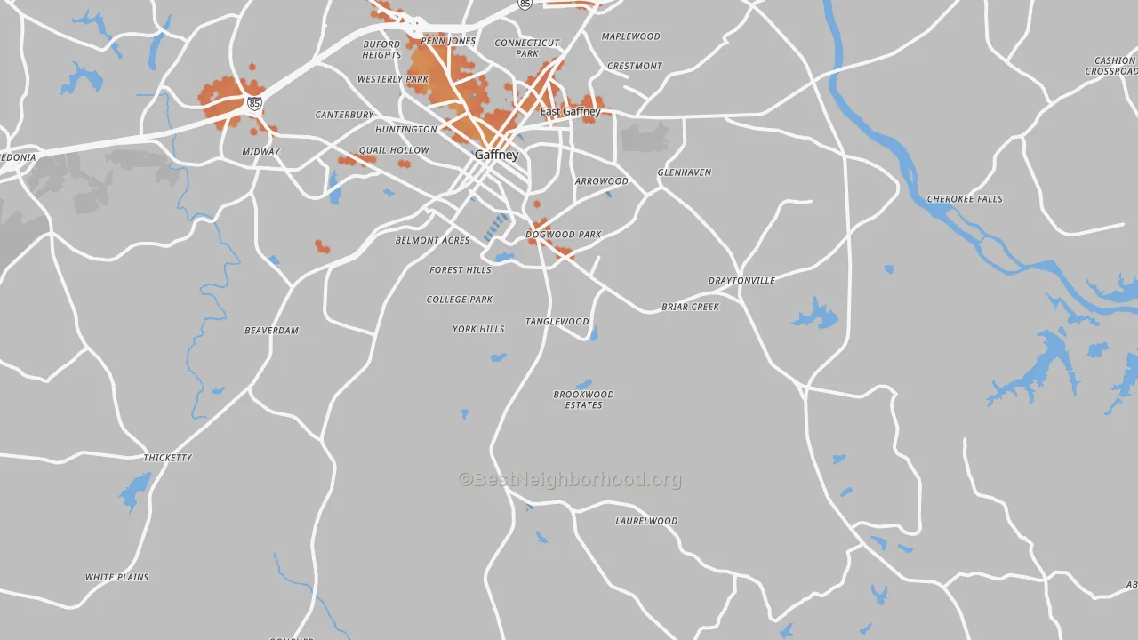 Bike Grade map of 29340, SC