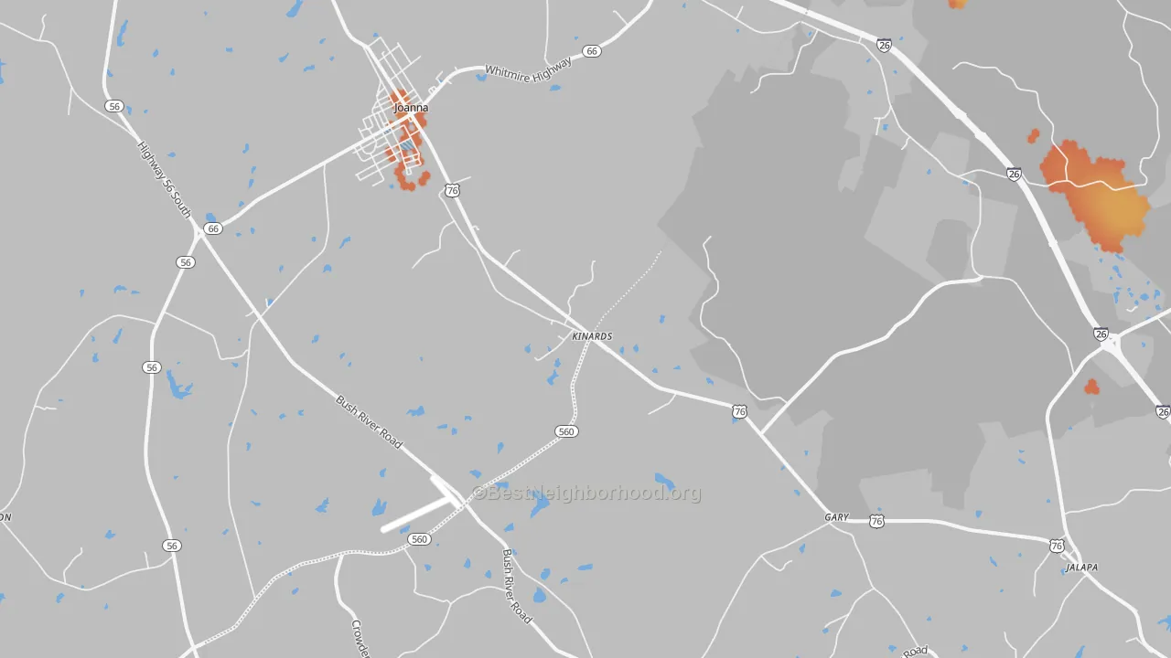 Bike Grade map of 29355, SC