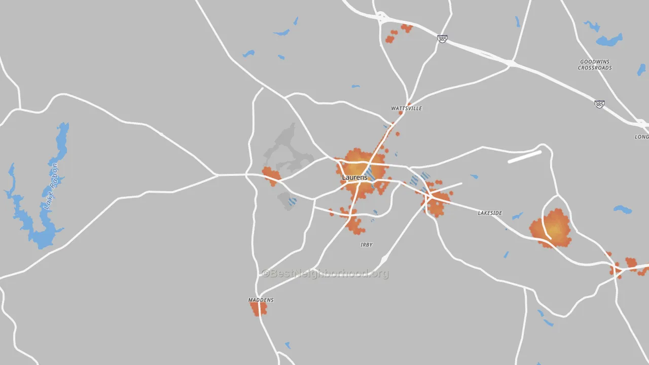 Bike Grade map of 29360, SC