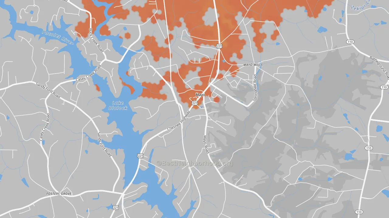 Bike Grade map of 29368, SC