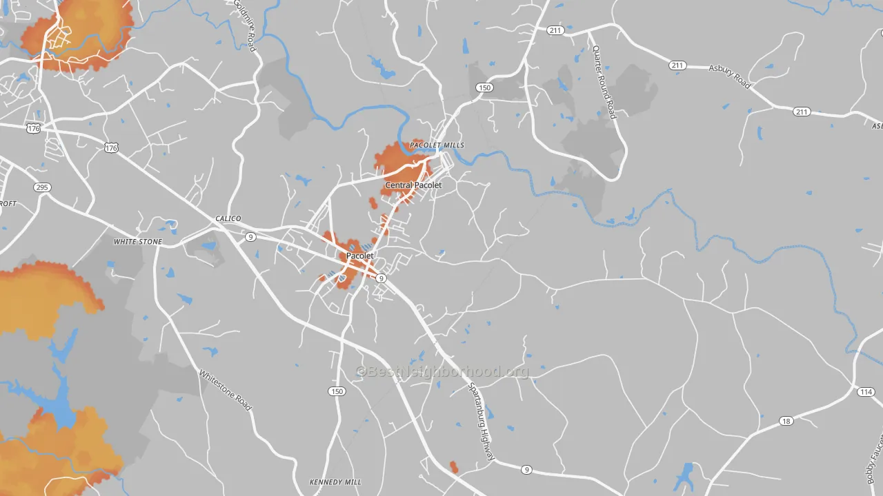 Bike Grade map of 29372, SC