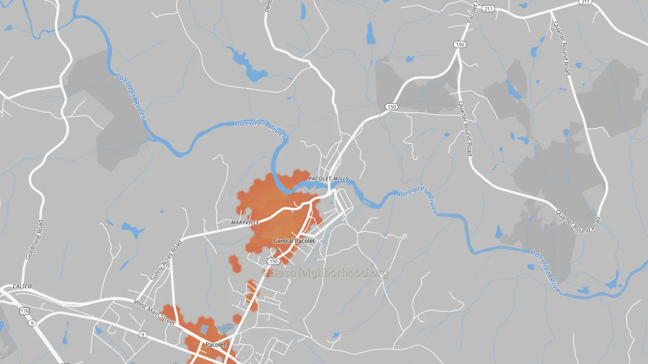Bike Grade map of 29373, SC