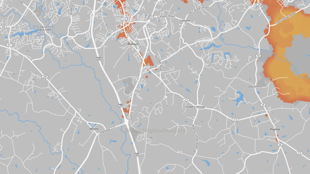 Bike Grade map of 29376, SC