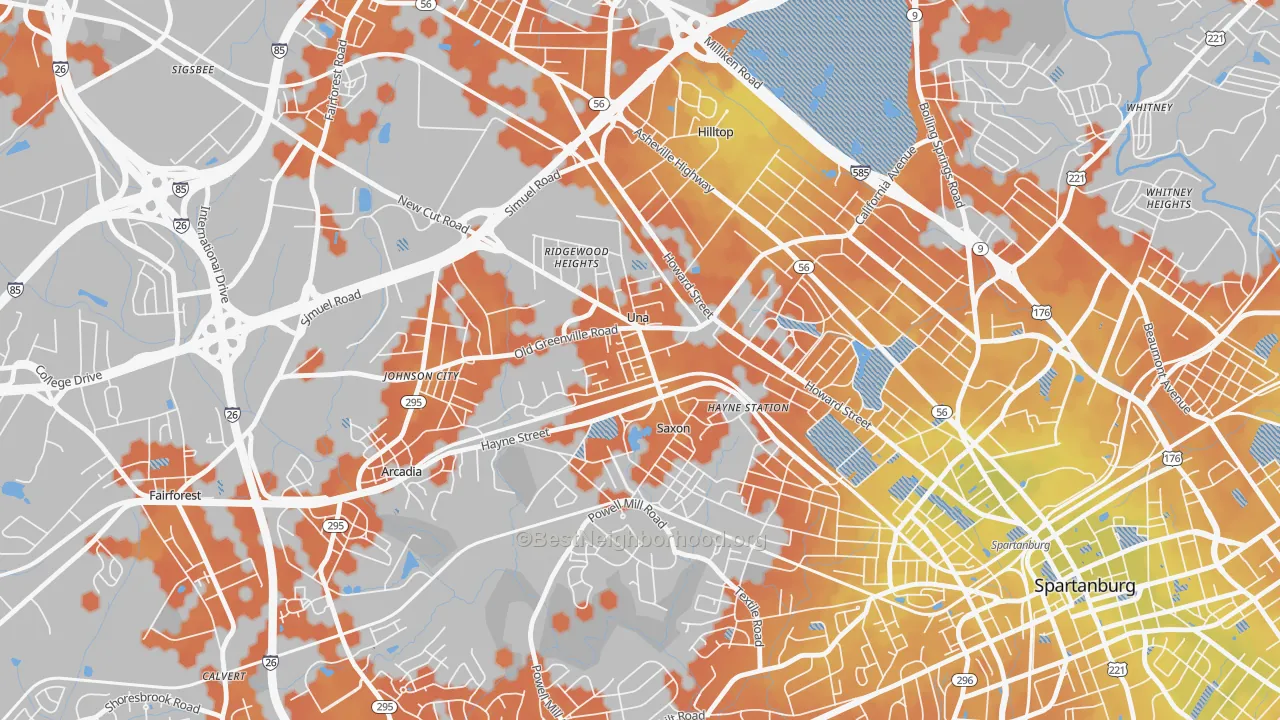 Bike Grade map of 29378, SC
