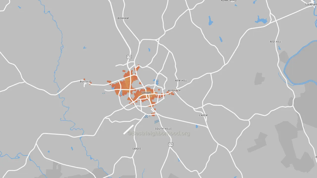 Bike Grade map of 29379, SC