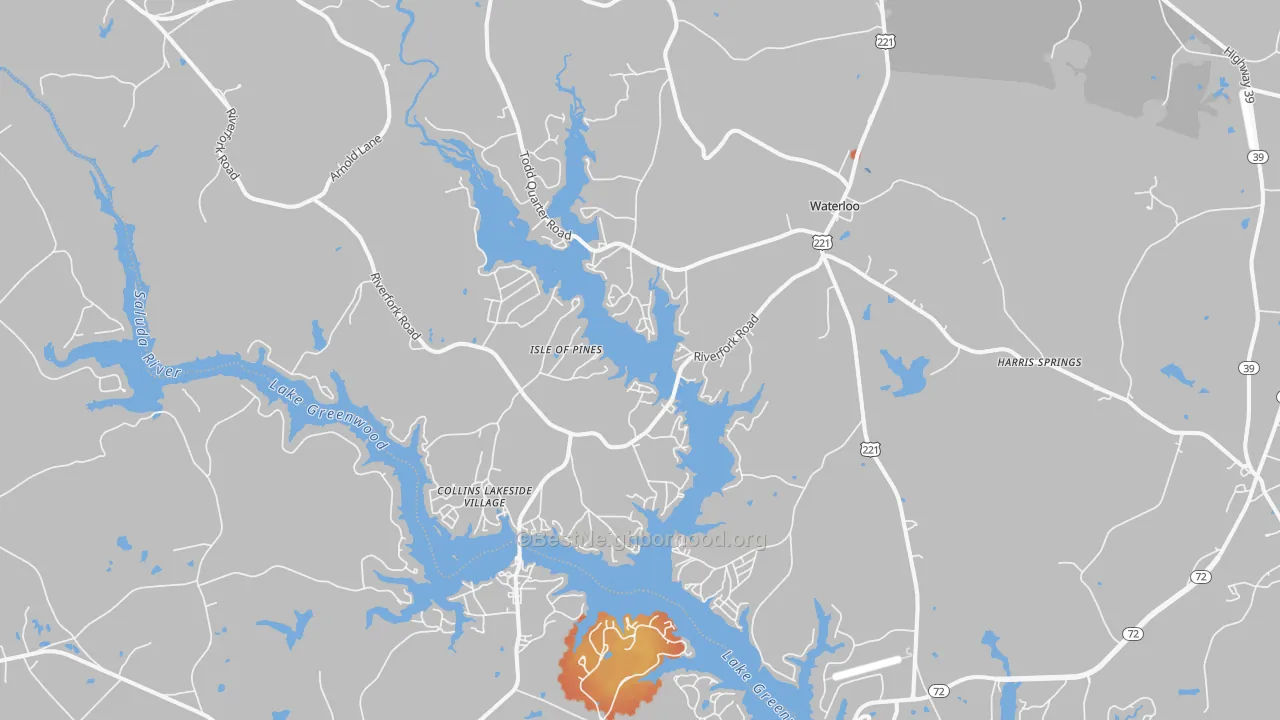 Bike Grade map of 29384, SC