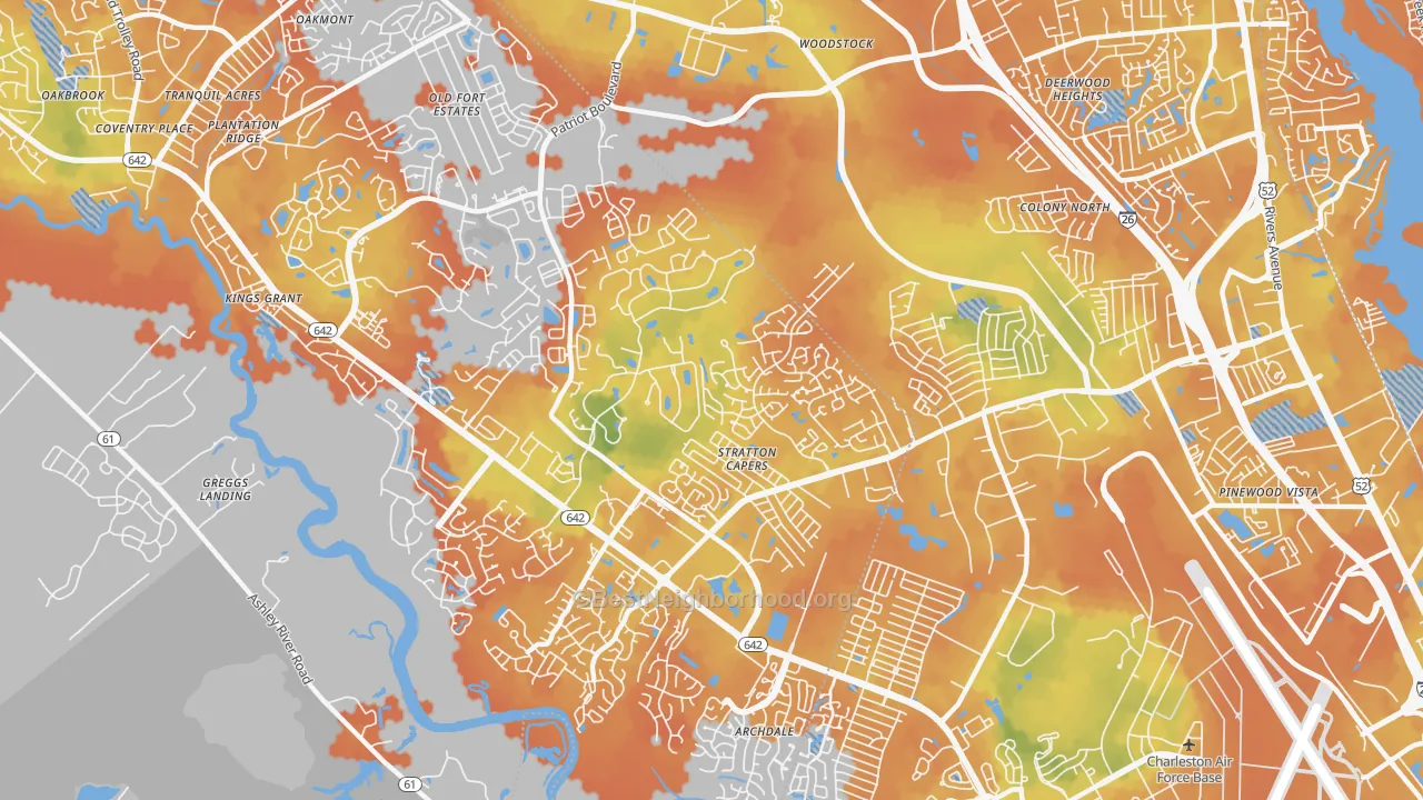 Bike Grade map of 29420, SC