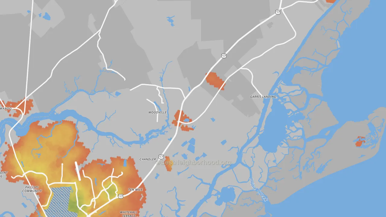 Bike Grade map of 29429, SC