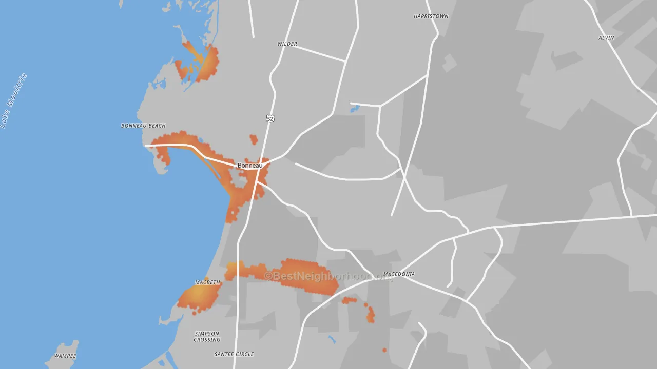 Bike Grade map of 29431, SC