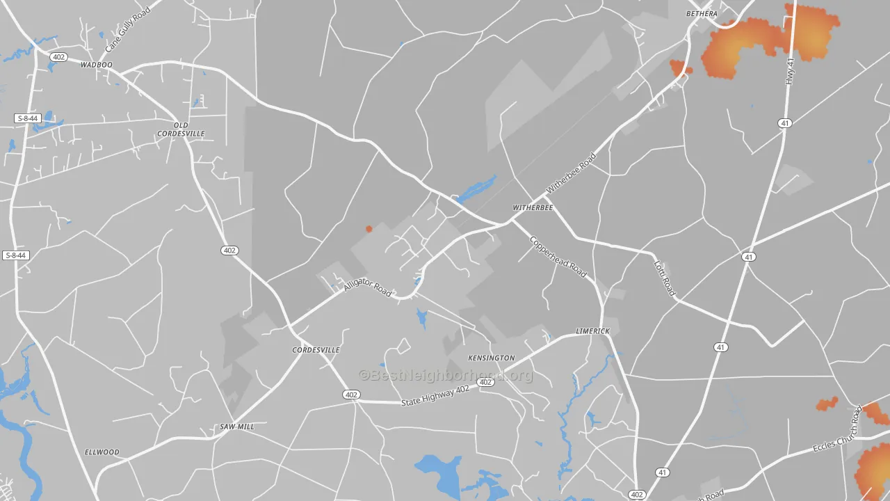Bike Grade map of 29434, SC