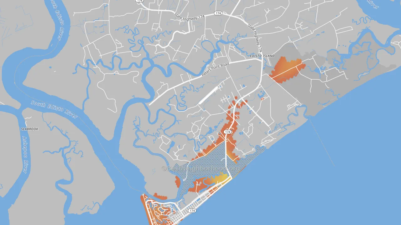 Bike Grade map of 29438, SC