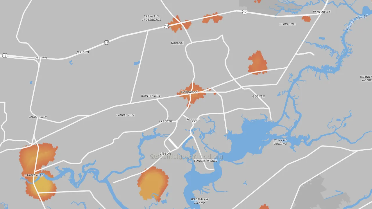 Bike Grade map of 29449, SC