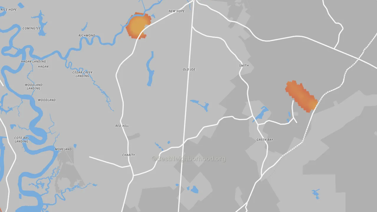 Bike Grade map of 29450, SC