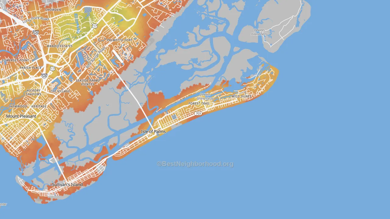 Bike Grade map of 29451, SC