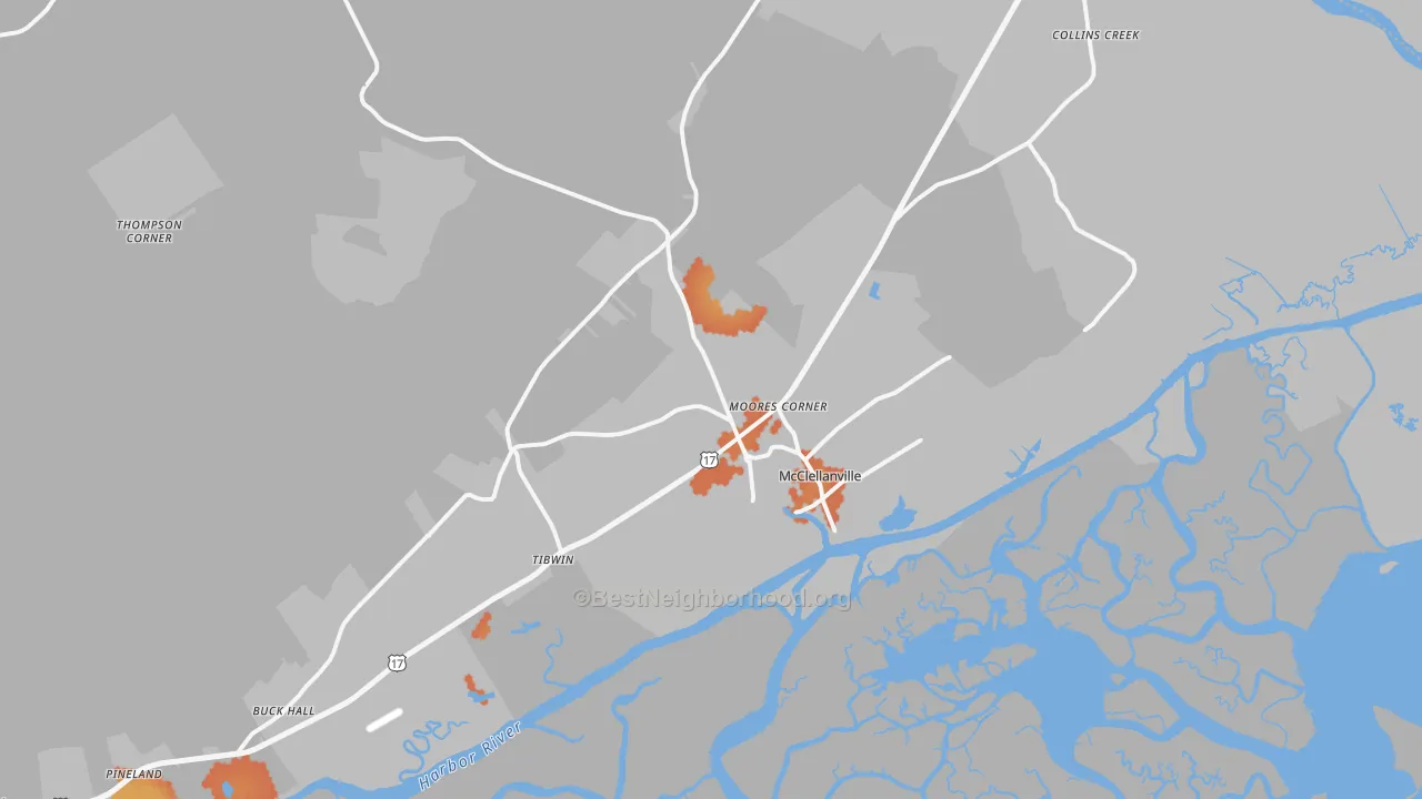 Bike Grade map of 29458, SC