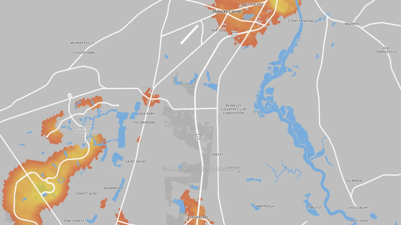 Bike Grade map of 29461, SC