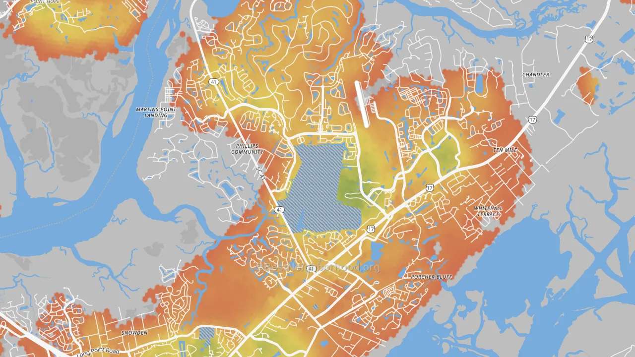 Bike Grade map of 29466, SC
