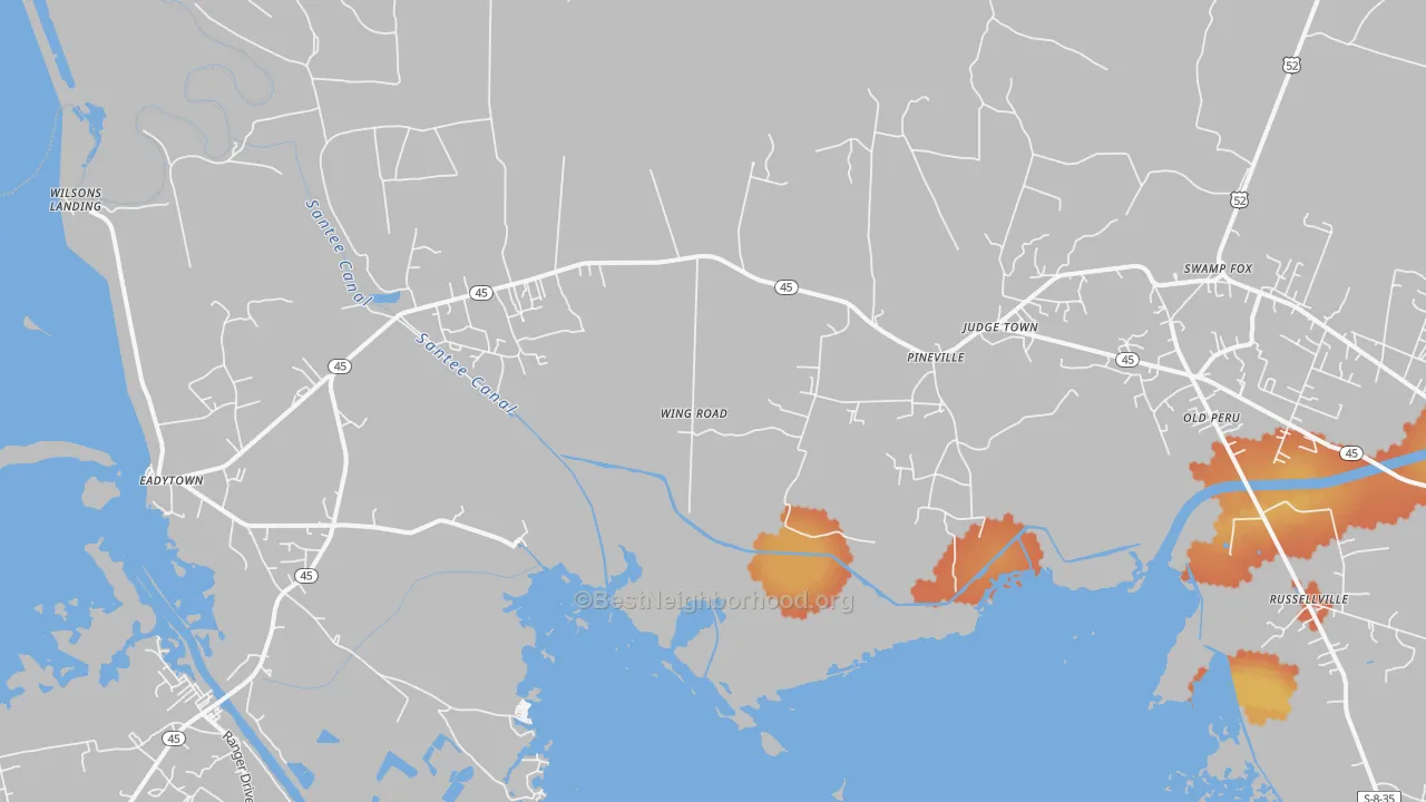 Bike Grade map of 29468, SC
