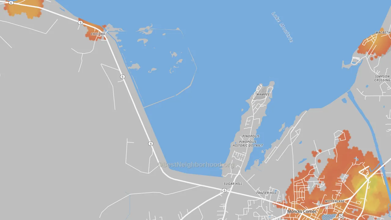 Bike Grade map of 29469, SC