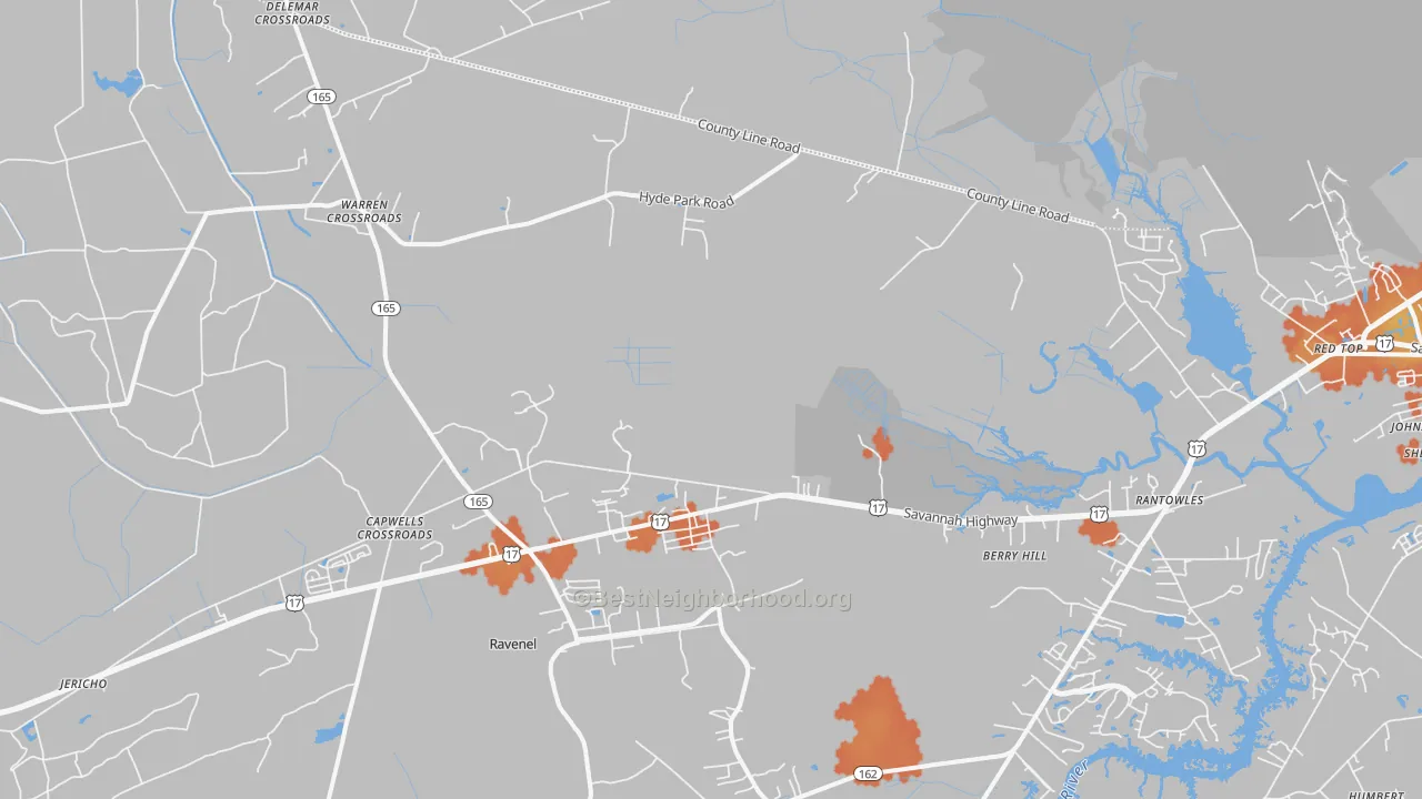 Bike Grade map of 29470, SC