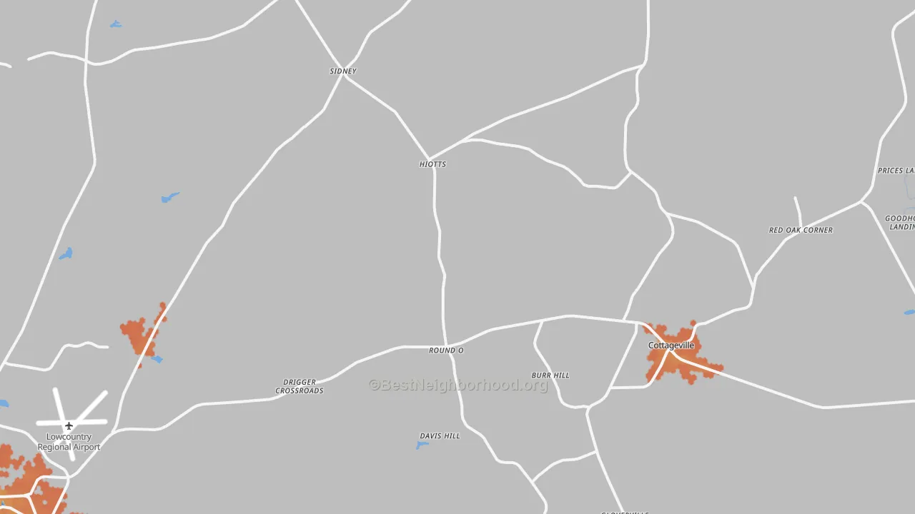 Bike Grade map of 29474, SC