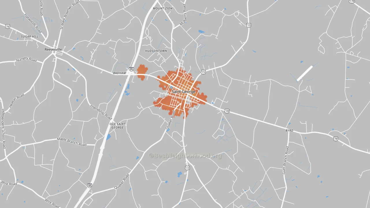 Bike Grade map of 29477, SC