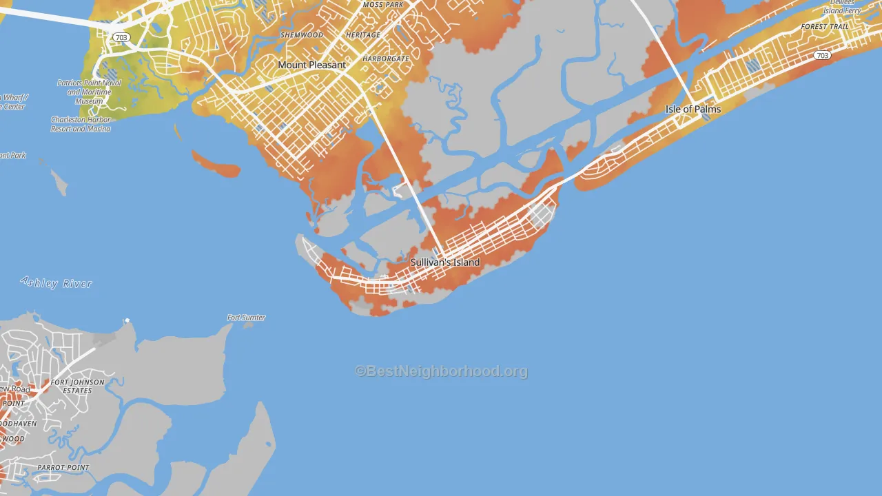Bike Grade map of 29482, SC