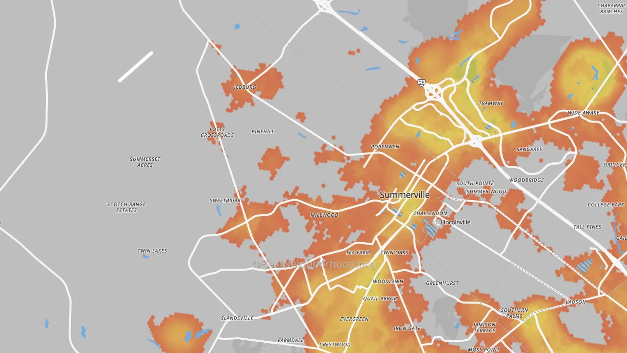 Bike Grade map of 29483, SC