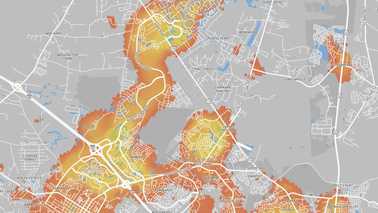 Bike Grade map of 29486, SC