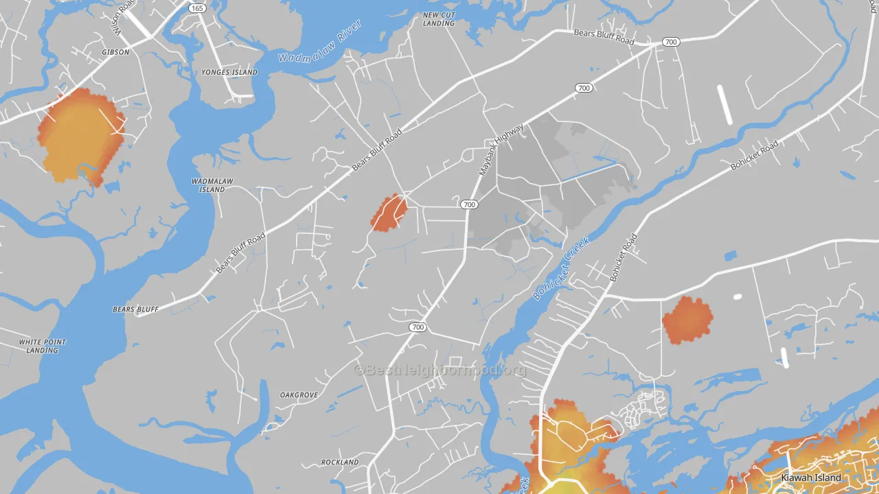 Bike Grade map of 29487, SC