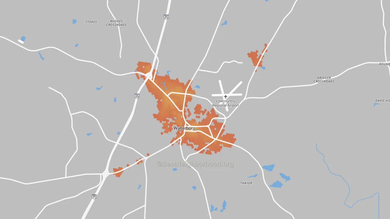 Bike Grade map of 29488, SC