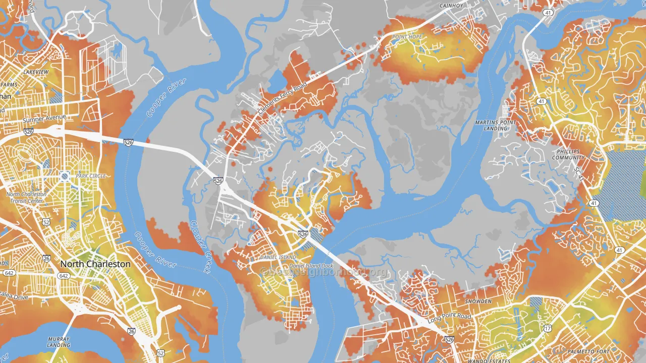 Bike Grade map of 29492, SC
