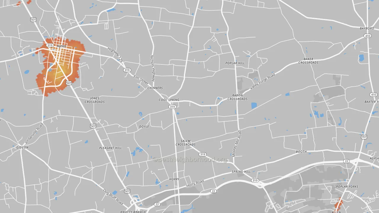 Bike Grade map of 29511, SC