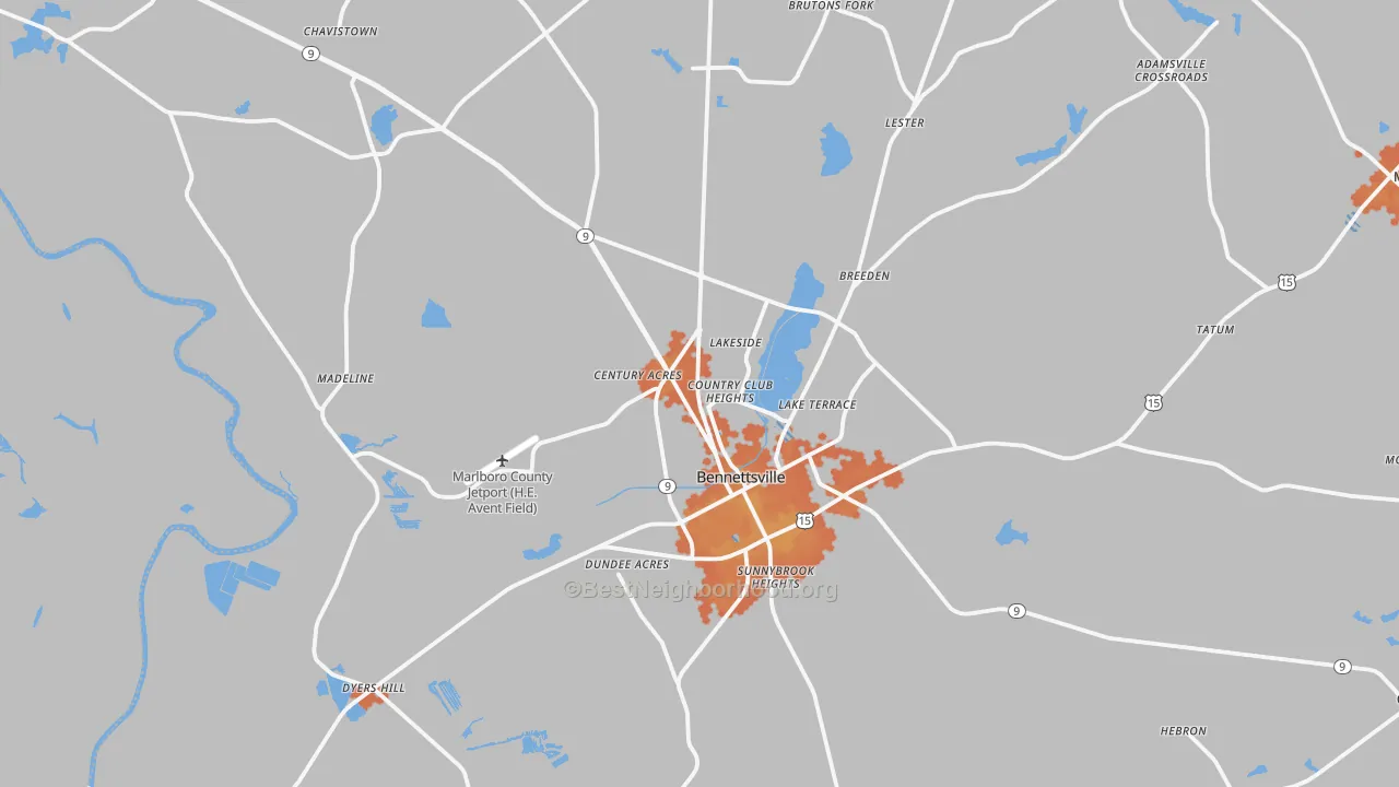 Bike Grade map of 29512, SC