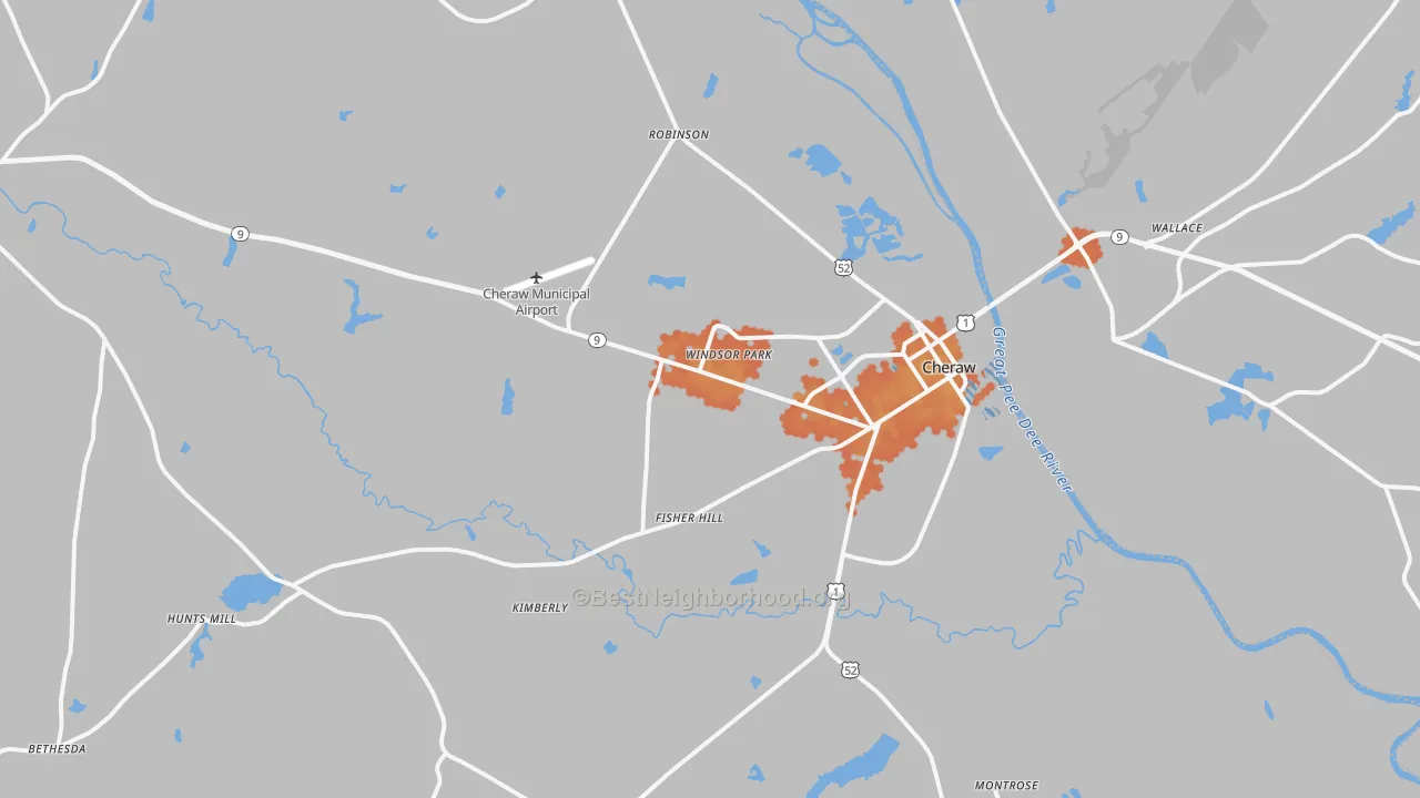 Bike Grade map of 29520, SC