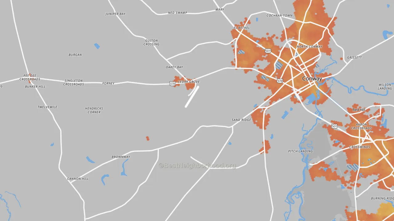 Bike Grade map of 29527, SC