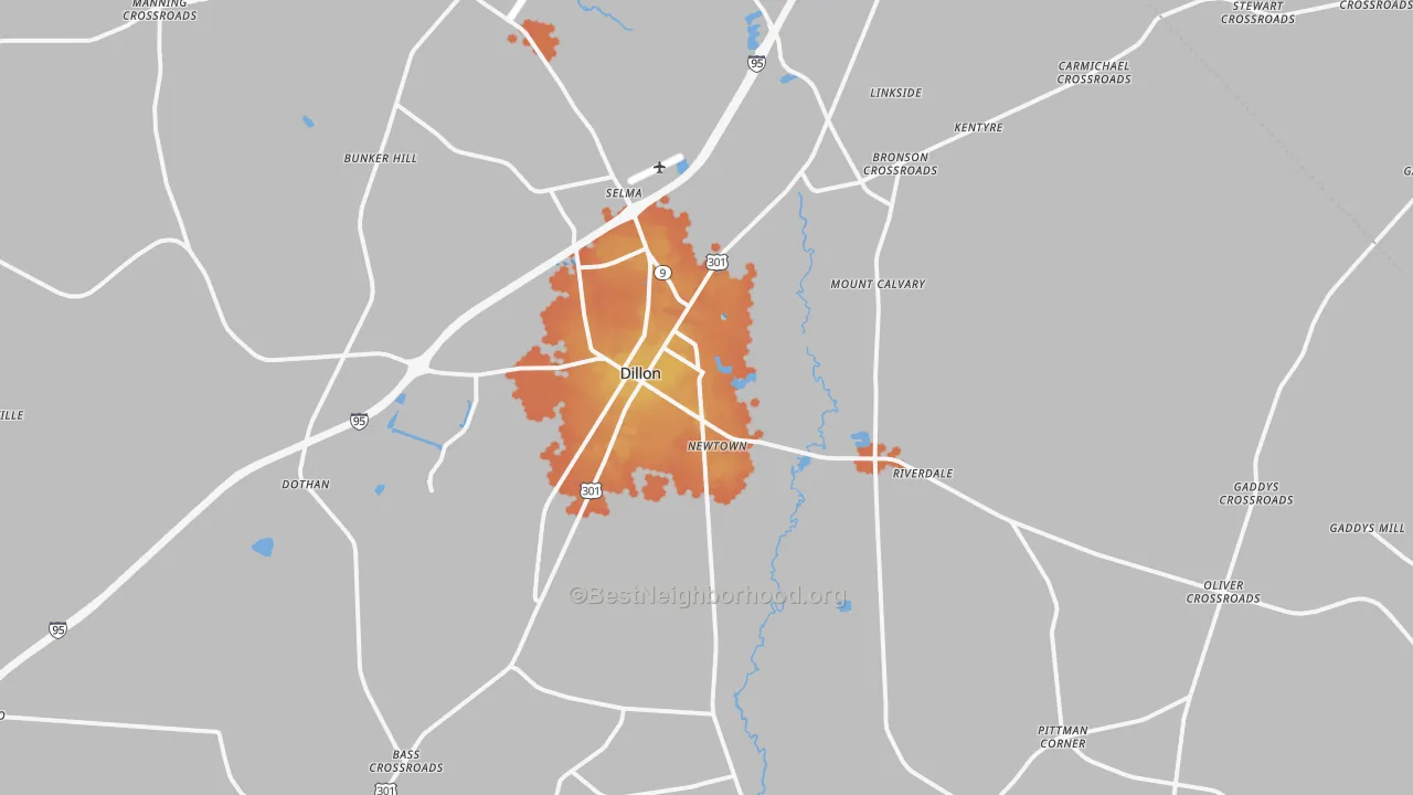 Bike Grade map of 29536, SC