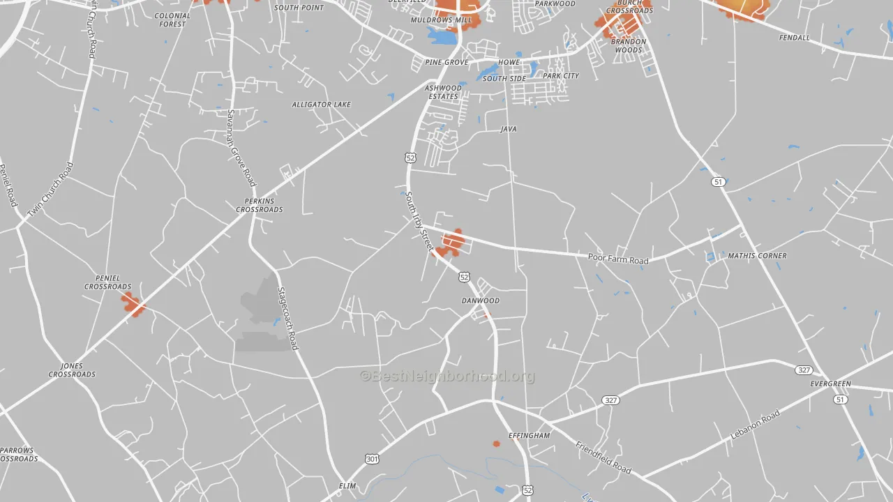 Bike Grade map of 29541, SC