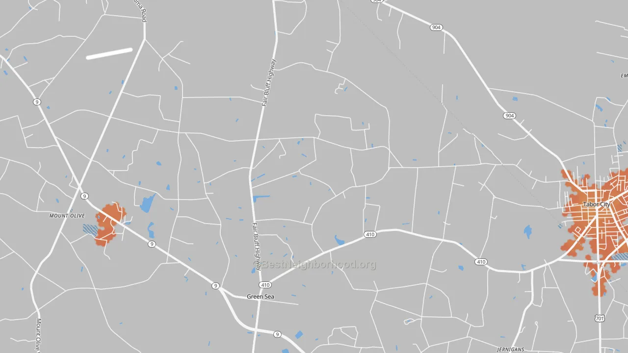 Bike Grade map of 29545, SC