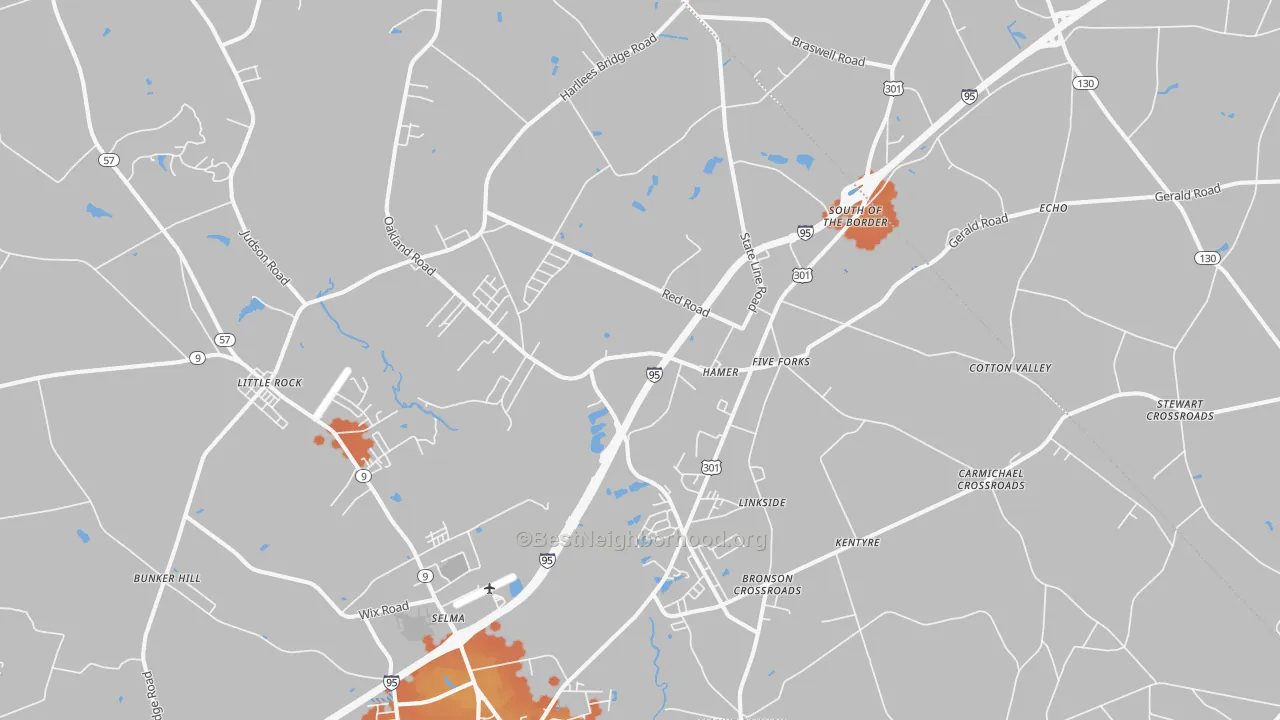Bike Grade map of 29547, SC