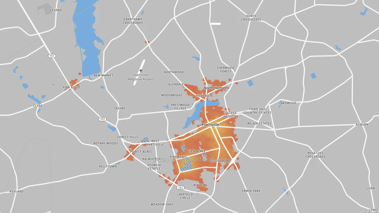 Bike Grade map of 29550, SC