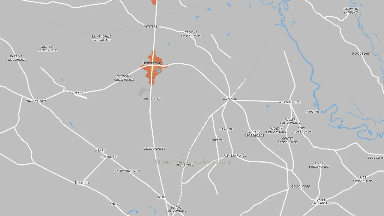 Bike Grade map of 29554, SC
